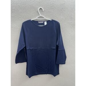 Drapers & Damons Womens Shirt Size Large Blue 3/4 Sleeve Boatneck M14604